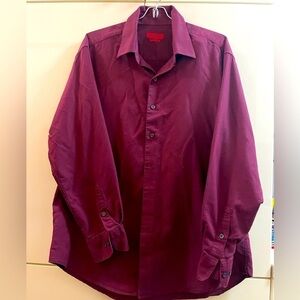 Men’s ALFANI Stretch FITTED Shirt Size 16 ½ 32-33 burgundy